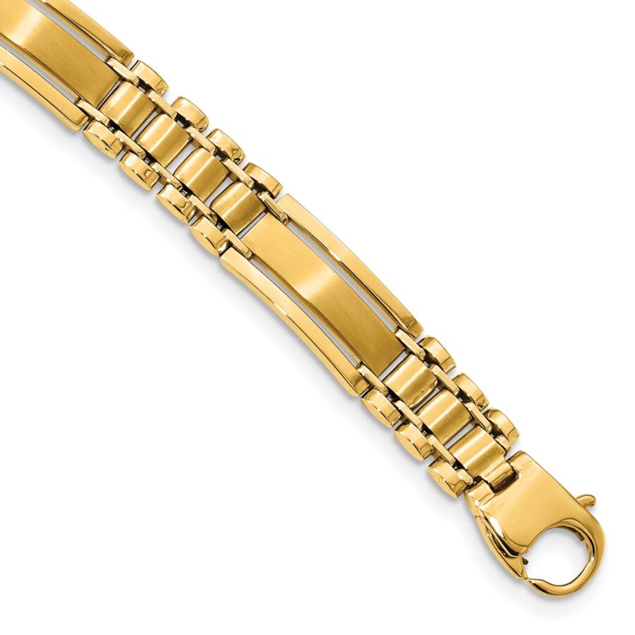 14k Polished and Satin 8.5in Mens Link Bracelet