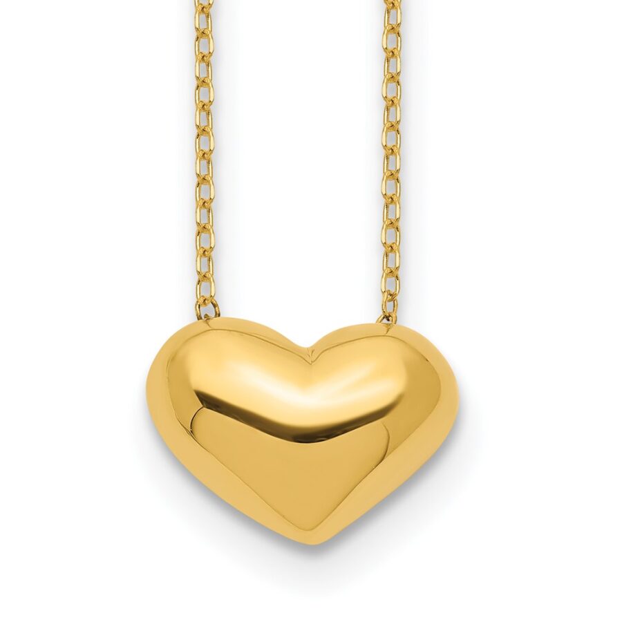 Graceful Polished Puffed Heart Necklace