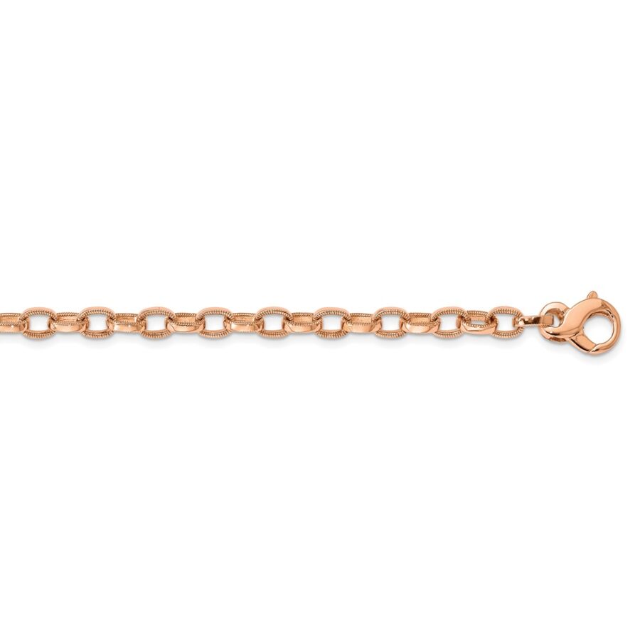 14k Rose Gold 5.0mm Hand Polished Fancy Link Necklace