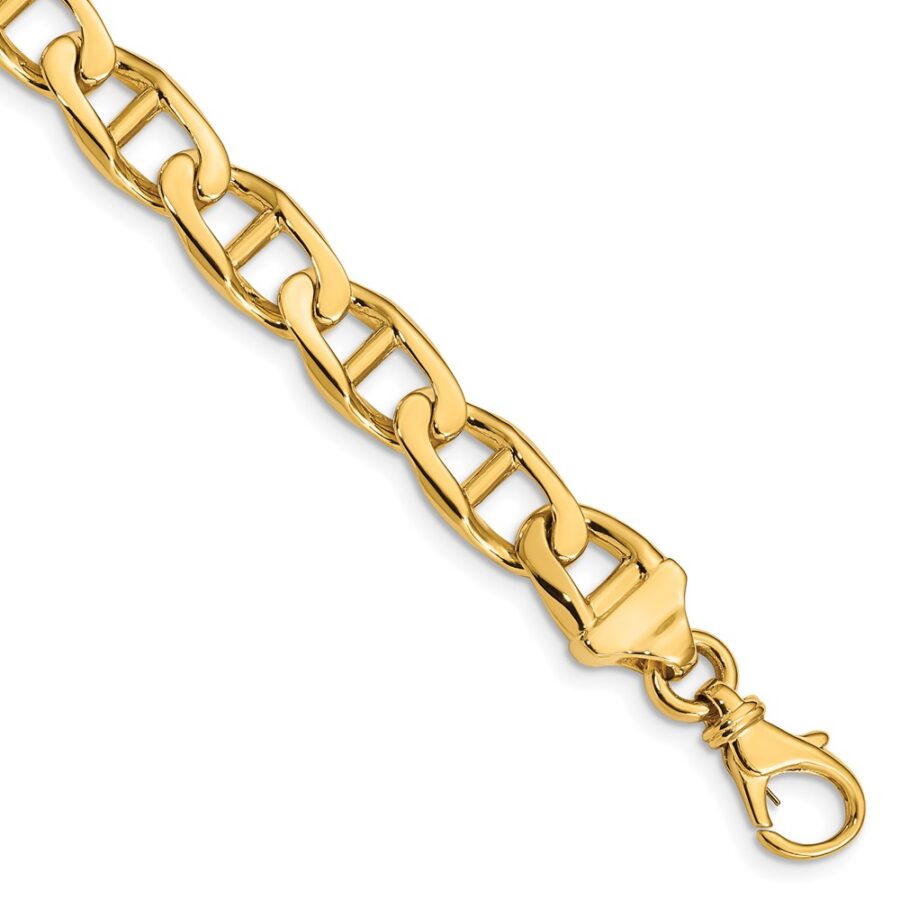 14k 9mm Hand-polished Anchor Link Bracelet