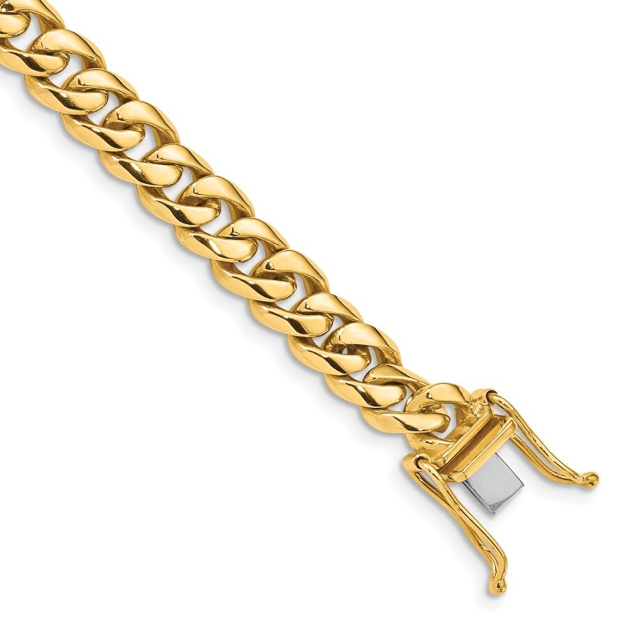 14k 7.25mm Hand-polished Rounded Curb Link Bracelet