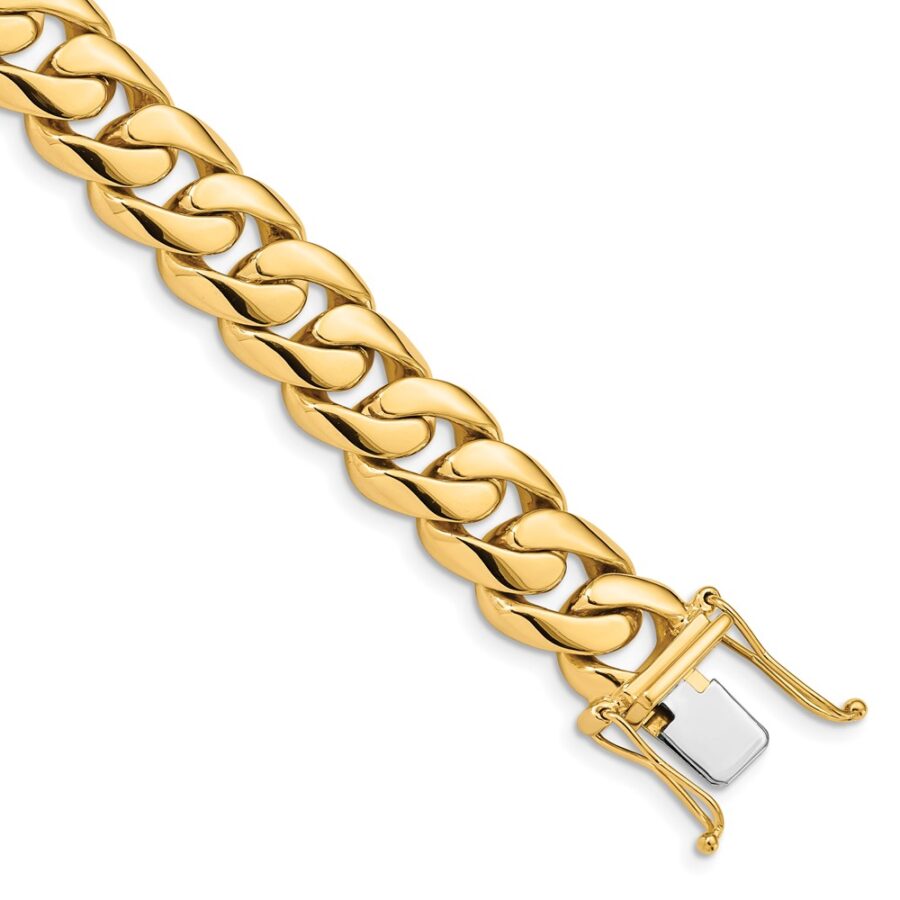 14k 10.8mm Hand-polished Rounded Curb Link Bracelet
