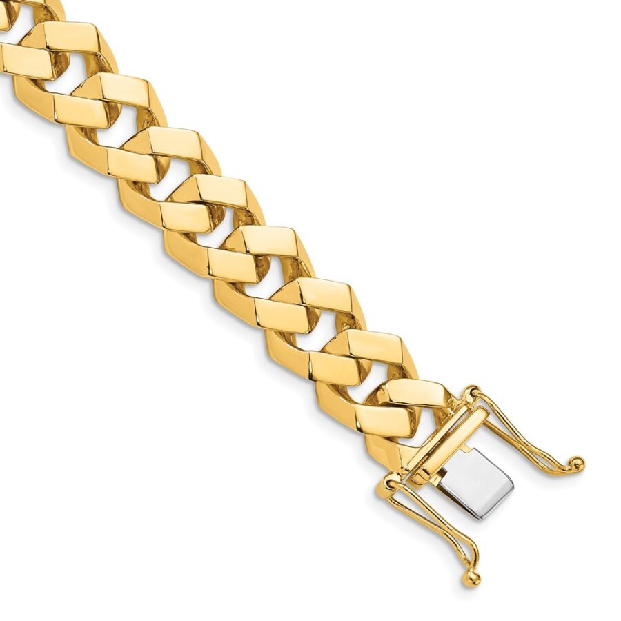 14k 11.5mm Hand-polished Fancy Link Bracelet