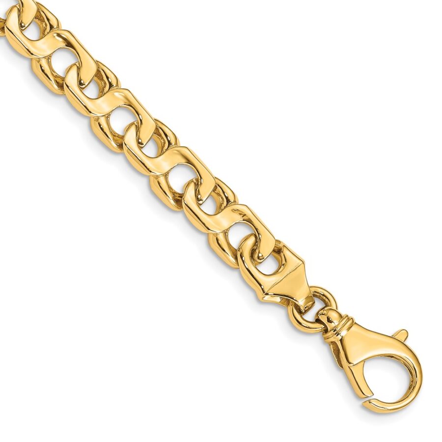 14K 7.4mm Hand-polished Fancy Link Bracelet