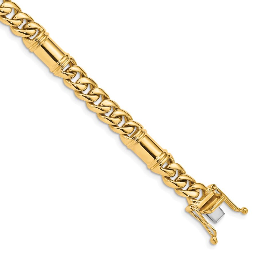 14K 7.5mm Hand-polished Fancy Link Bracelet