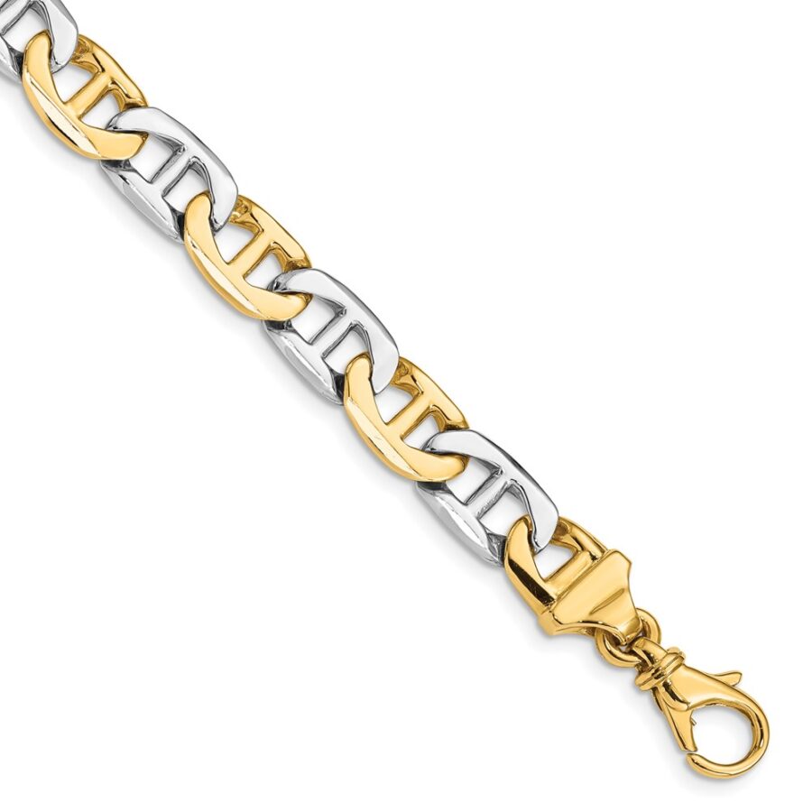14K Two-tone 8mm Hand-polished Anchor Link Bracelet