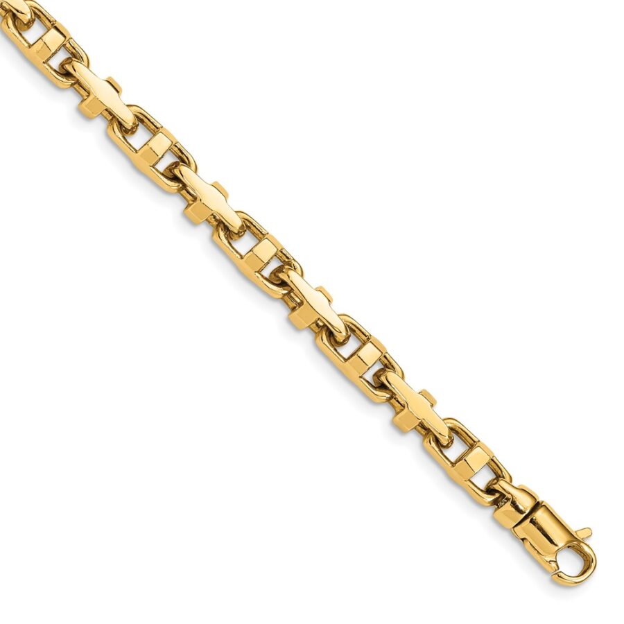14k 5mm Hand-polished Fancy Link Bracelet