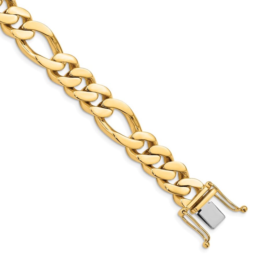 14k 11.8mm Hand Polished Fancy Link Bracelet