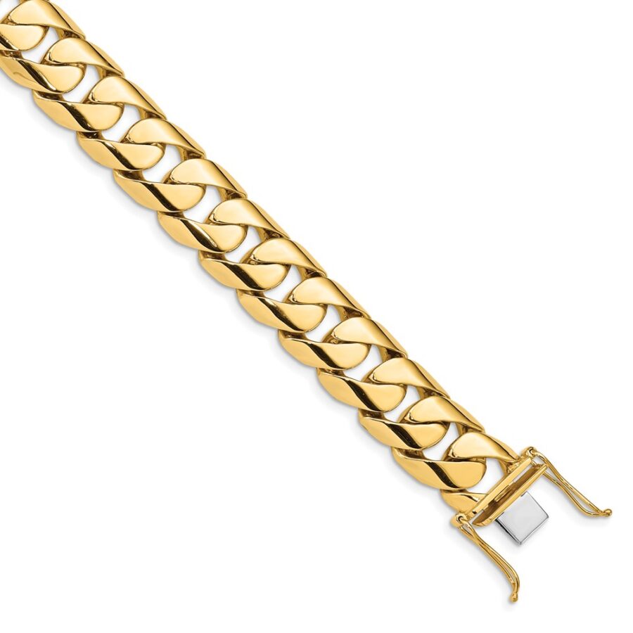 14k 15.4mm Hand-polished Rounded Curb Link Bracelet
