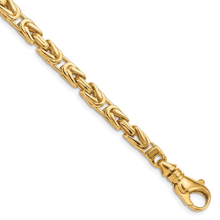 14k 4.9mm Hand-polished Byzantine Link Bracelet