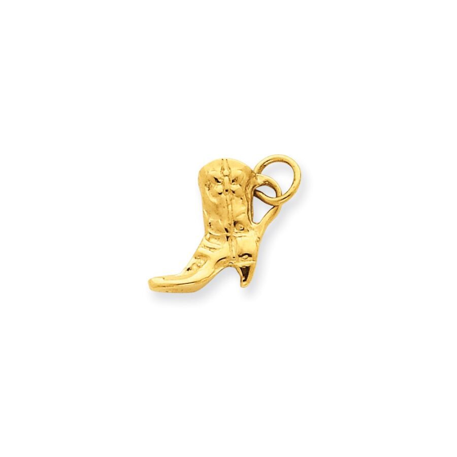 14k Solid Polished 3-Dimensional Boot Charm
