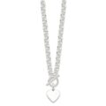 Sterling Silver Heart Disc on Fancy Link Toggle Necklace - Image 2