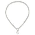 Sterling Silver Heart Disc on Fancy Link Toggle Necklace - Image 5