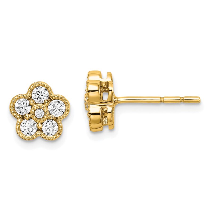 14ky True Origin Lab Grown Diamond VS/SI DEF  Floral Post Earrings