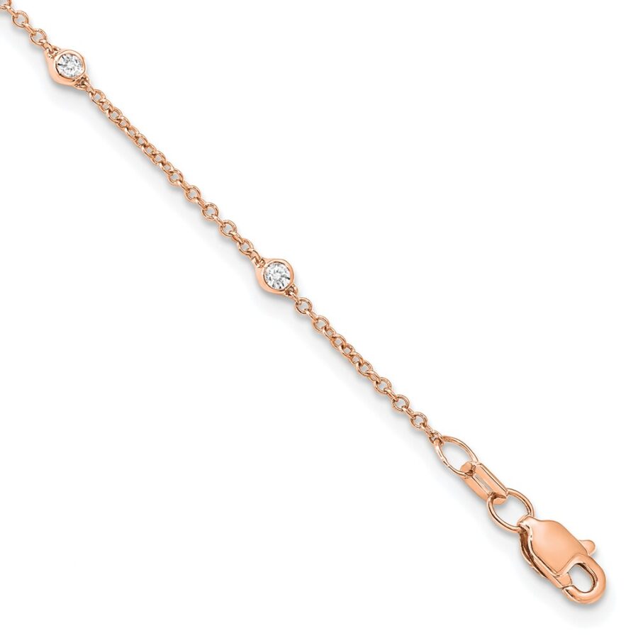 14K Rose Gold True Origin Lab Grown Diamond VS/SI DEF  Station Anklet