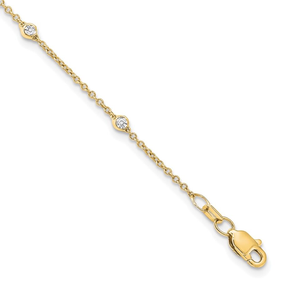 14K True Origin Lab Grown Diamond VS/SI DEF  Cable Station Anklet