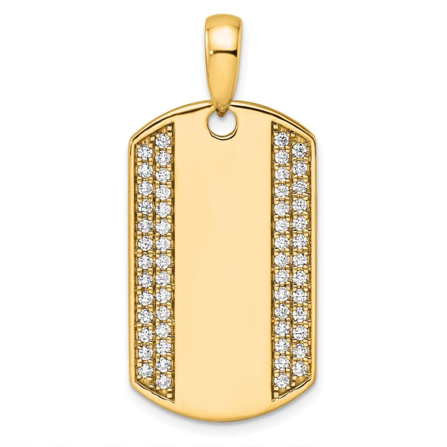 14ky True Origin Lab Grown Diamond VS/SI DEF Men's Dog Tag Pendant