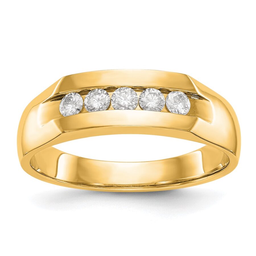 14ky True Origin Lab Grown Diamond VS/SI DEF  5-Stone Men's Channel Ban