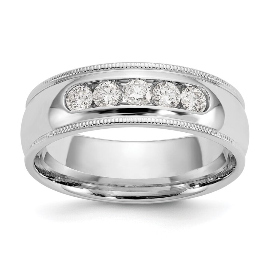 14kw True Origin Lab Grown VS/SI DEF  Diamond Polished Milgrain Band