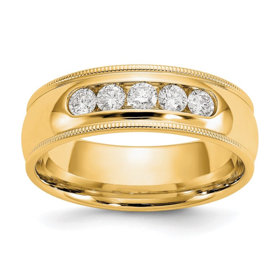 14ky True Origin Lab Grown VS/SI DEF  Diamond Polished Milgrain Band