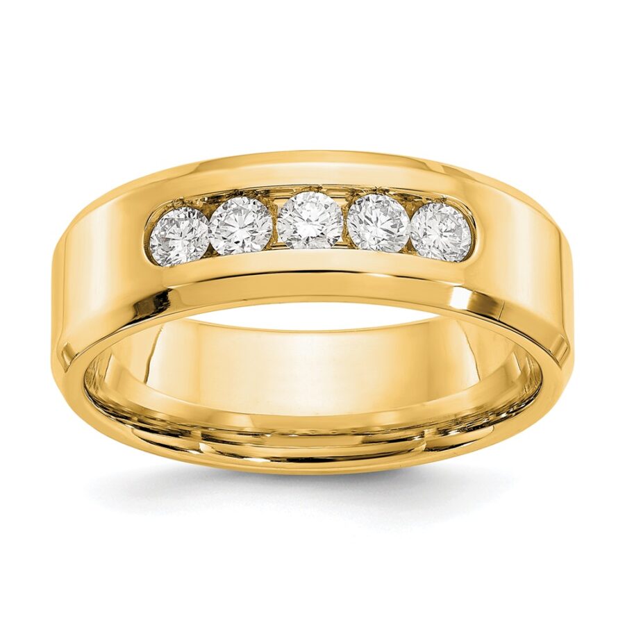 14ky True Origin Lab Grown VS/SI DEF  Diamond Polished Bevel Band