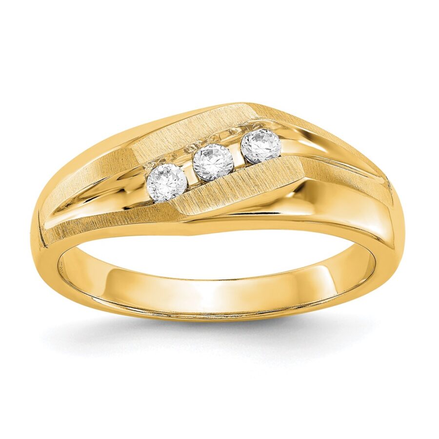 14ky True Origin Lab Grown Diamond VS/SI DEF  Brushed/Polished Men's Ba