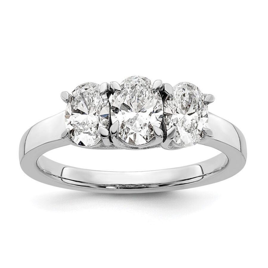 14kw 1.30ctw VS/SI DEF  Lab Grown Diamond 3 Stone Oval Ring