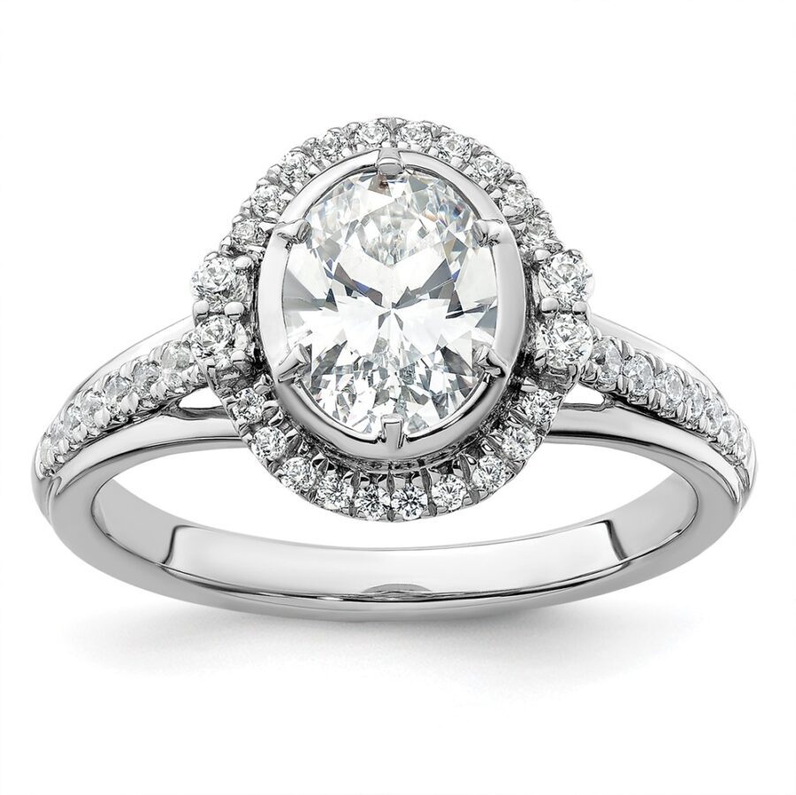 14KW True Origin Lab Grown Diamond VS/SI DEF  Semi-Mount Halo Prong Ring