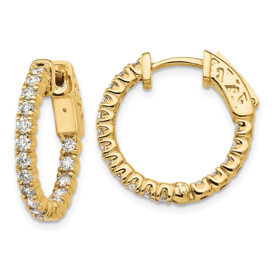 14ky True Origin Lab Grown VS/SI DEF  Diamond Hoop with Safety Clasp