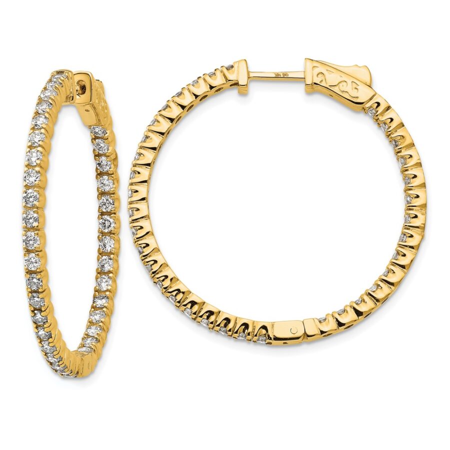 14ky True Origin Lab Grown VS/SI DEF  Diamond Hoop with Safety Clasp