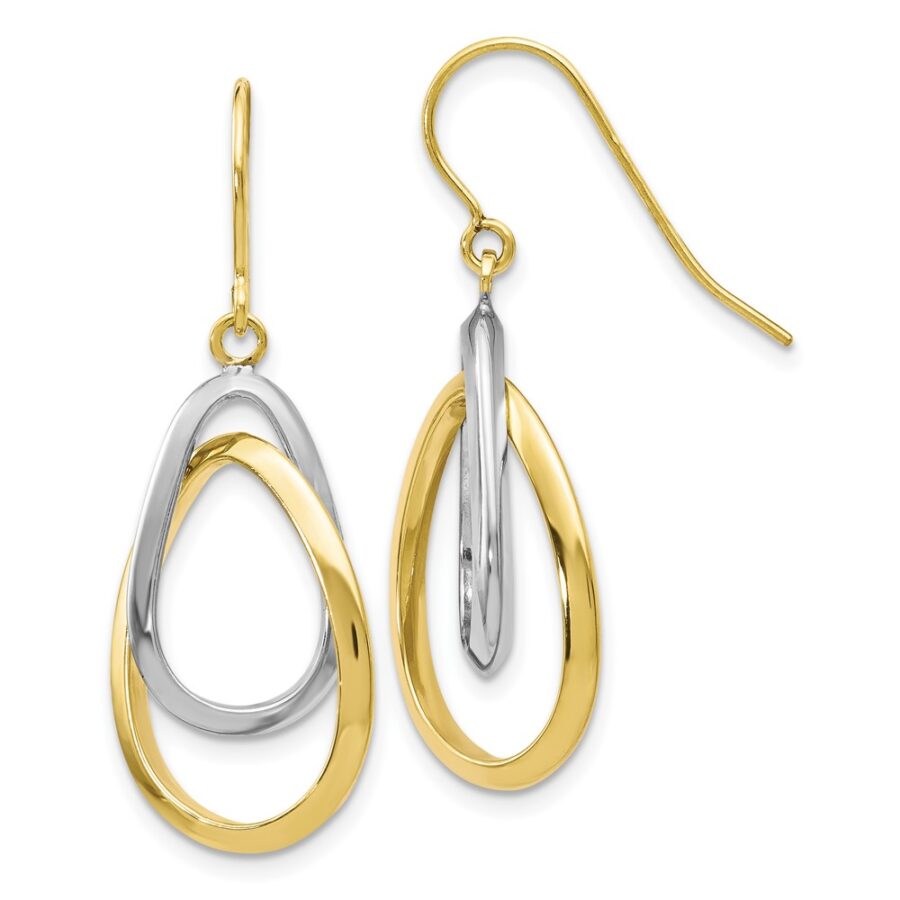 Leslie's 10K Two-tone Polished Shepherd Hook Dangle Earrings