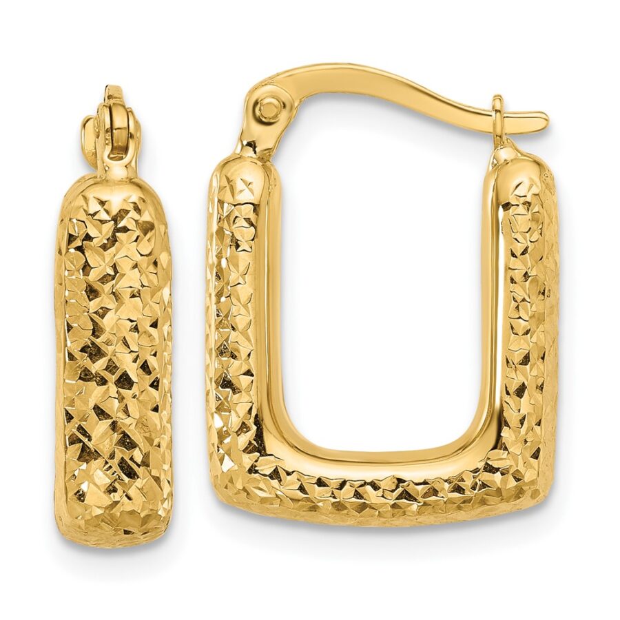 Leslie's 10K Polished and Diamond-cut Square Hoop Earrings