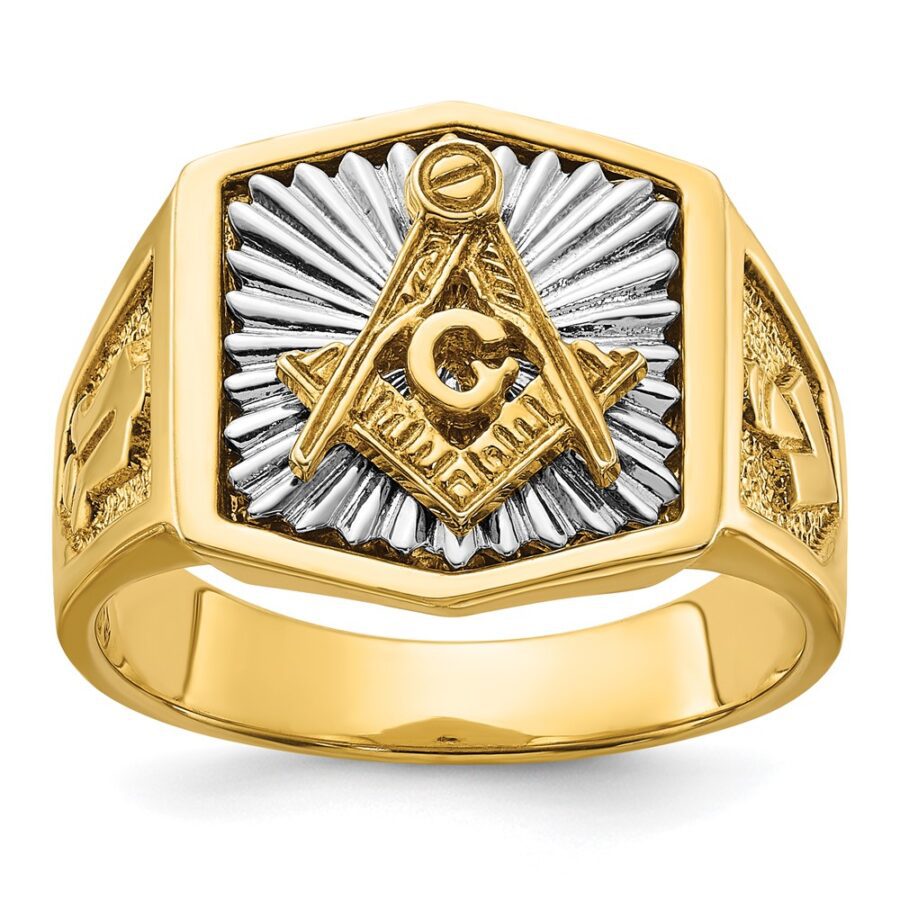 10ktt IBGoodman Men's Textured Blue Lodge Master Masonic Ring