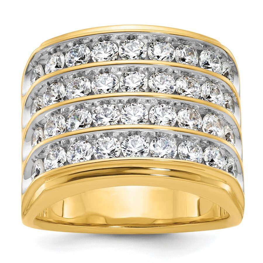 14k w/White RH IBGoodman Men's Polished 4-Row Lab Grown Dia Ring
