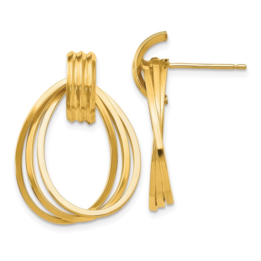 14k Polished Triple Circle Fancy Post Earrings