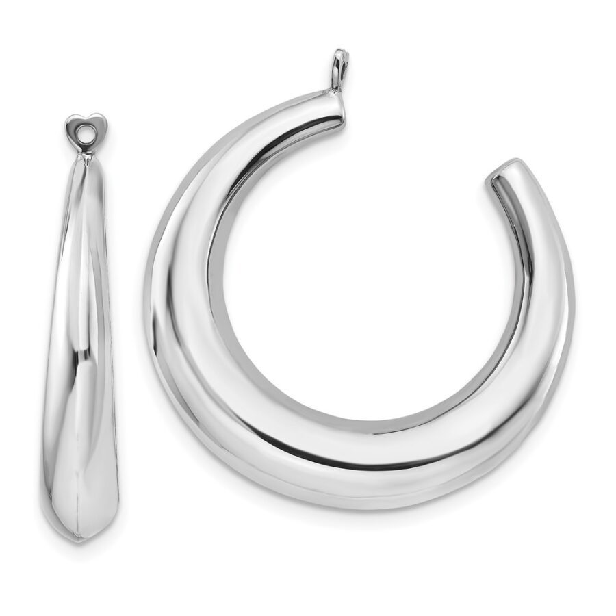 14k White Gold Polished Hoop Earring Jackets
