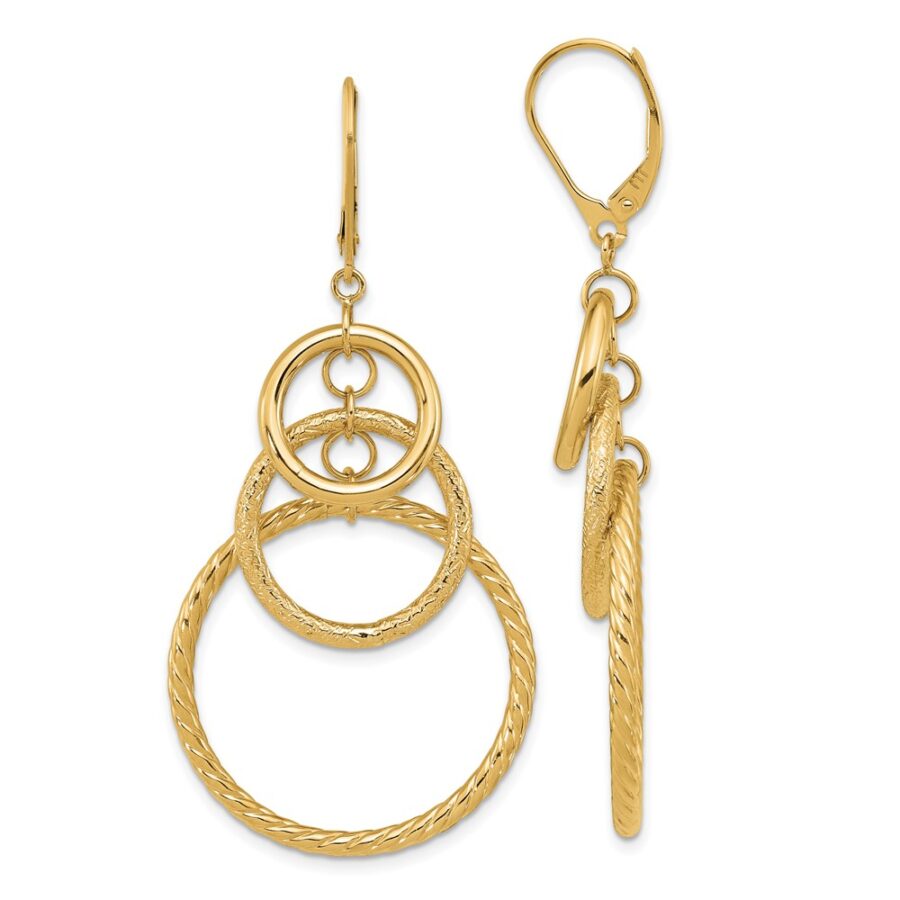 Leslie's 14K Polished and Textured Leverback Earrings