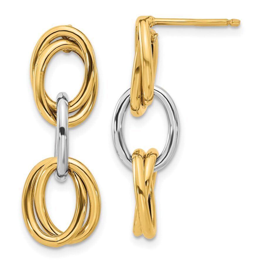 Leslie's 14K Two-tone Polished Ovals Dangle Earrings