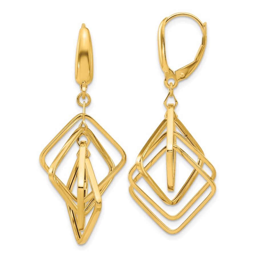 Leslie's 14K Polished Squares Dangle Earrings
