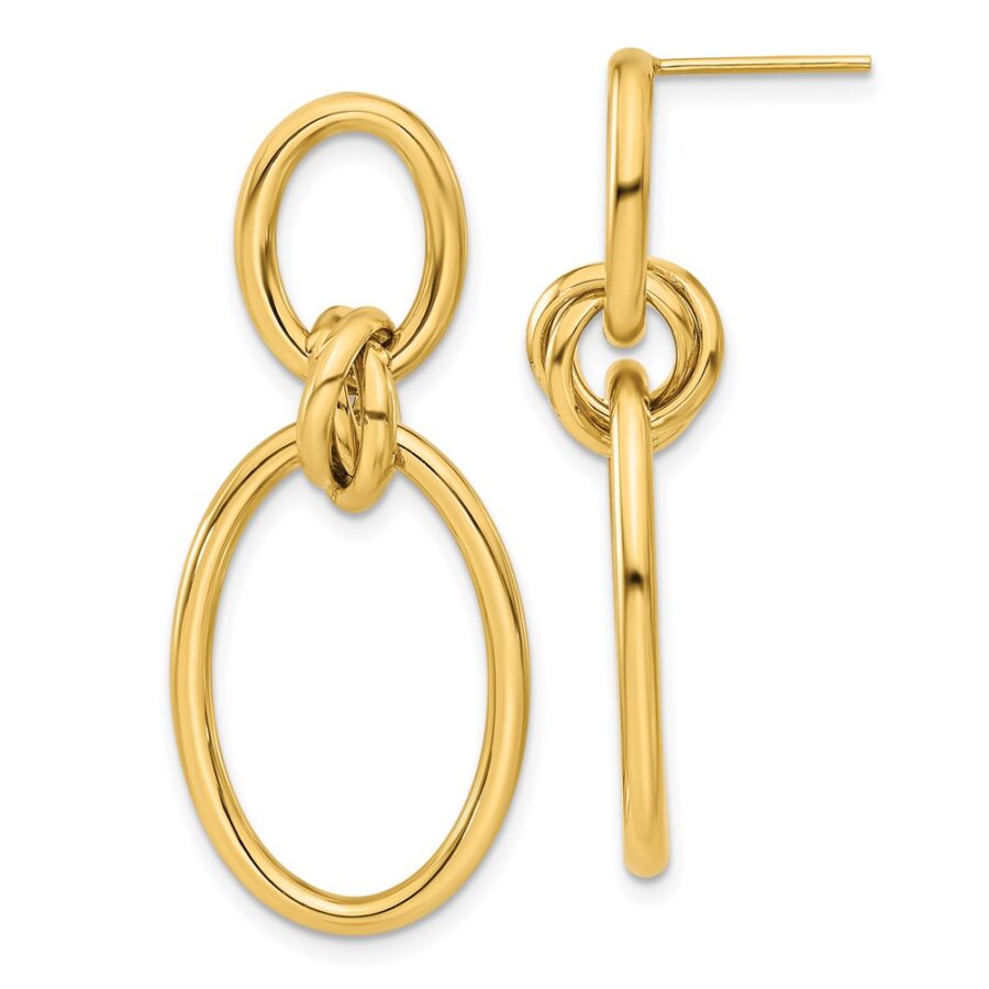 Leslie's 14K Polished Oval Dangle Post Earrings