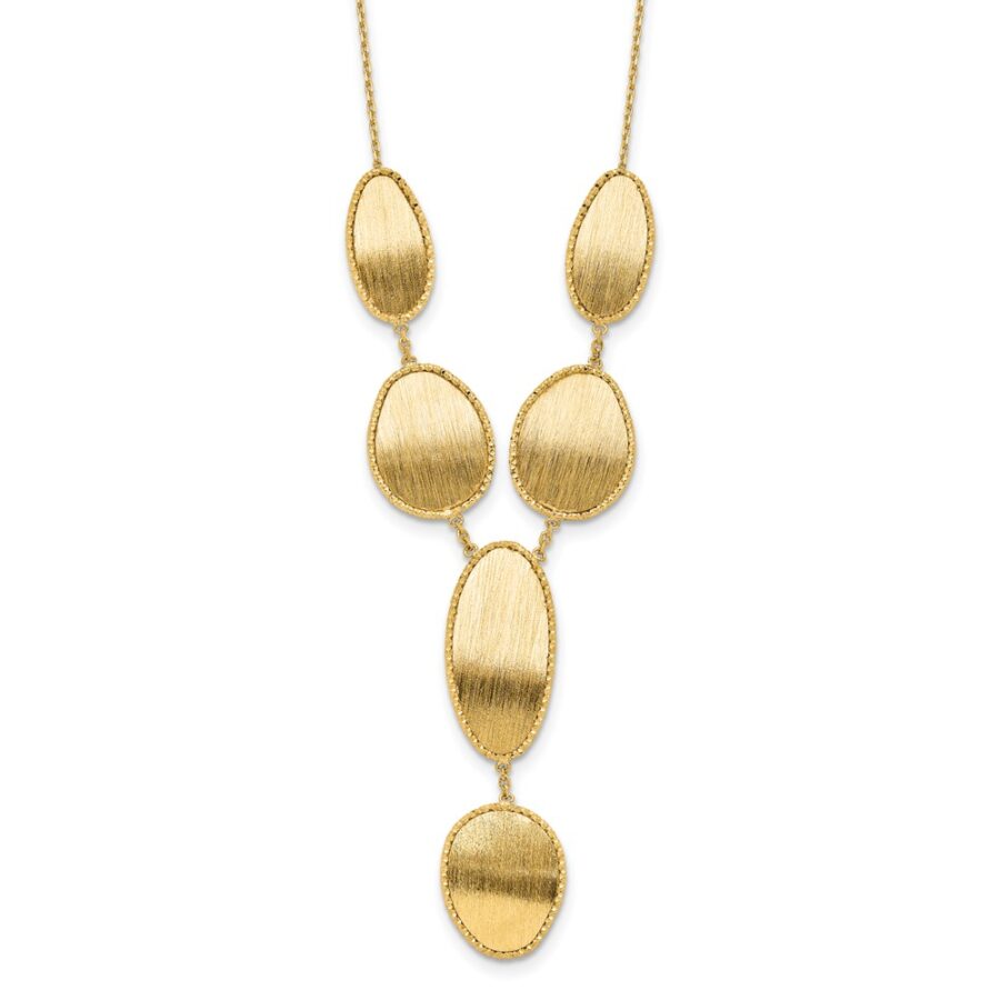 Leslie's 14K Brushed and Diamond-cut Y Drop with 2 in ext. Necklace