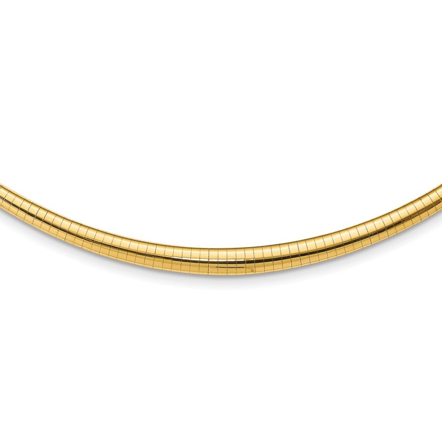 14k Polished 3/6mm Graduated Omega Necklace