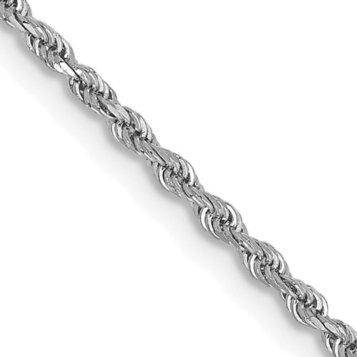 14K White Gold 24 inch 1.5mm Diamond-cut Rope with Lobster Clasp Chain