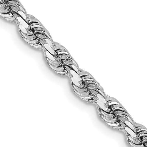 14K White Gold 18 inch 3.75mm Diamond-cut Rope with Lobster Clasp Chain