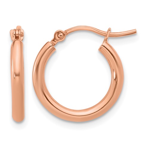 10K Rose Gold Polished Hinged Hoop Earrings