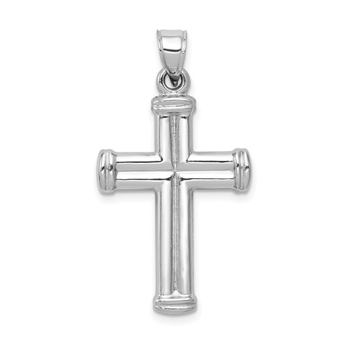 14k White Gold Hollow Cross Pendant