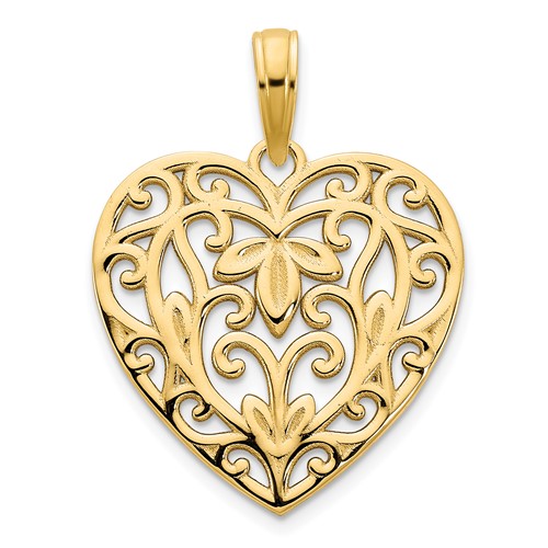 14k Fancy Filigree Heart Pendant