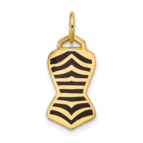14k Black Enameled One Piece Swimsuit Charm