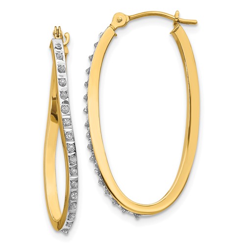 14k Diamond Fascination Diamond Dust/Accent Twist Hoop Earrings