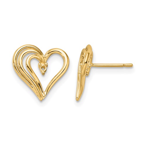 14k Fancy Diamond Heart Earring Mountings